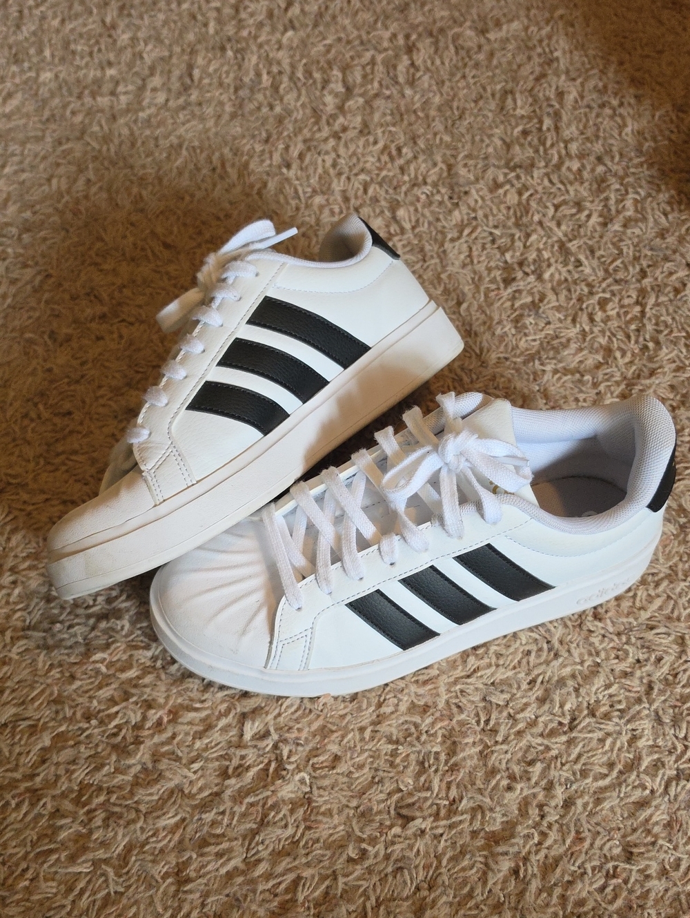 Adidas Classic White Sneakers with Black Stripes